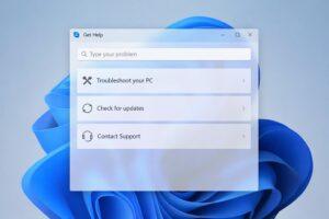 Windows help app interface with options