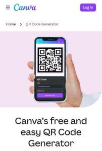 Hand holding phone with QR code